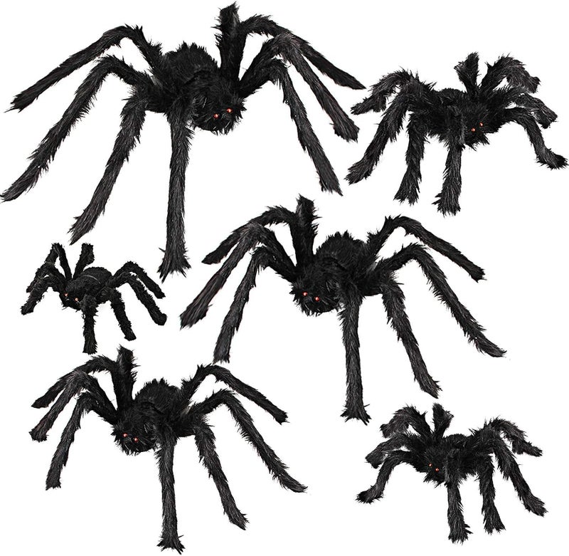 Dreampark Halloween Spider Decorations, 6 Pcs Realistic Hairy Spiders Set, Scary Spider Props for Indoor, Outdoor and Yard Creepy Decor (6 Different Sizes) - Image 1